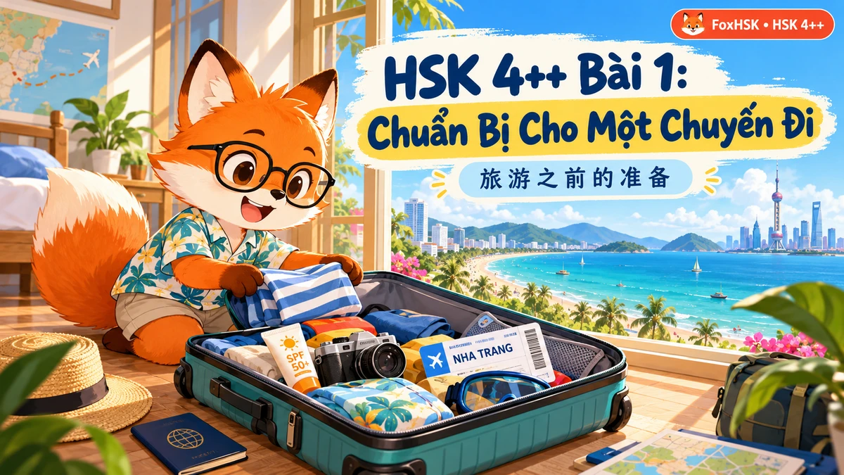 Giáo Trình HSK 4++ Bài 1: Chuẩn Bị Cho Một Chuyến Đi (旅游之前的准备) — Hội Thoại, Từ Vựng & Ngữ Pháp - FoxHSK