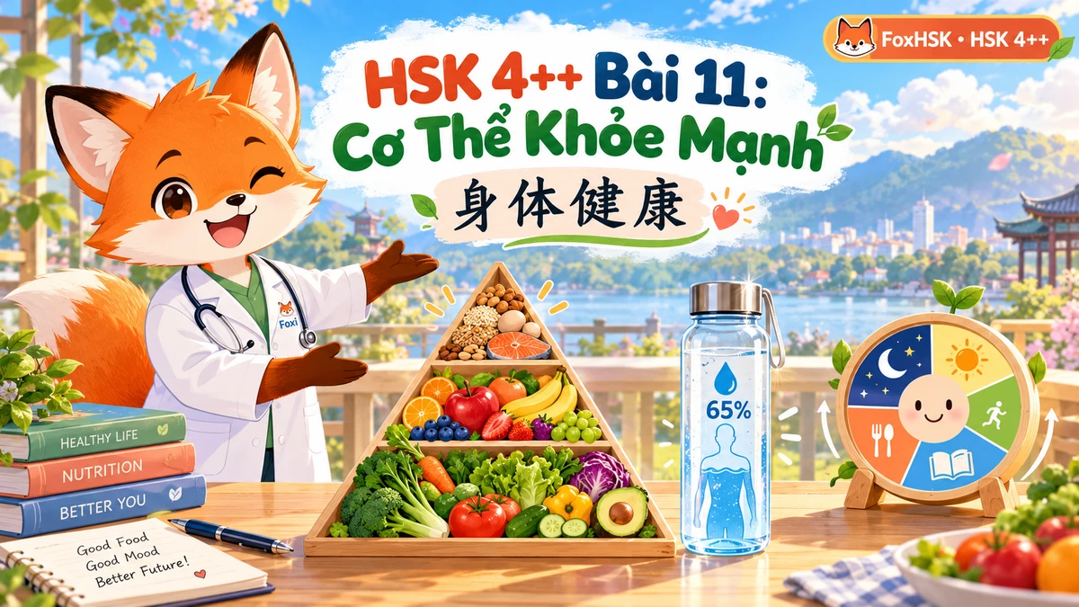 Giáo Trình HSK 4++ Bài 11: Cơ Thể Khỏe Mạnh (身体健康) — Cấu Trúc 越来越 & Cách Đọc Số Liệu Tỷ Lệ Phần Trăm HSK - FoxHSK