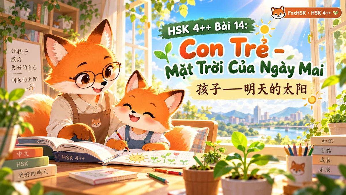 Giáo Trình HSK 4++ Bài 14: Con Trẻ – Mặt Trời Của Ngày Mai (孩子——明天的太阳) — Cấu Trúc 只要…就… & Đại Ôn Tập Đơn Nguyên 6–7 - FoxHSK