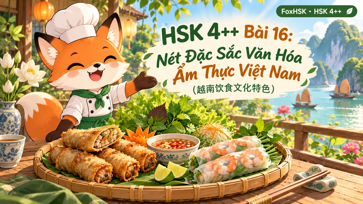 Giáo Trình HSK 4++ Bài 16: Nét Đặc Sắc Của Văn Hóa Ẩm Thực Việt Nam (越南饮食文化特色) — Cấu Trúc 一边…一边… & 7 Cách Biểu Đạt Cầu Khiến - FoxHSK