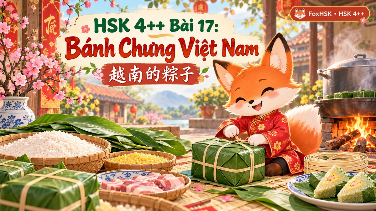 Giáo Trình HSK 4++ Bài 17: Bánh Chưng Việt Nam (越南的粽子) — Cấu Trúc 非…不可 & Toàn Tập Cách Dùng Liên Từ 而 - FoxHSK