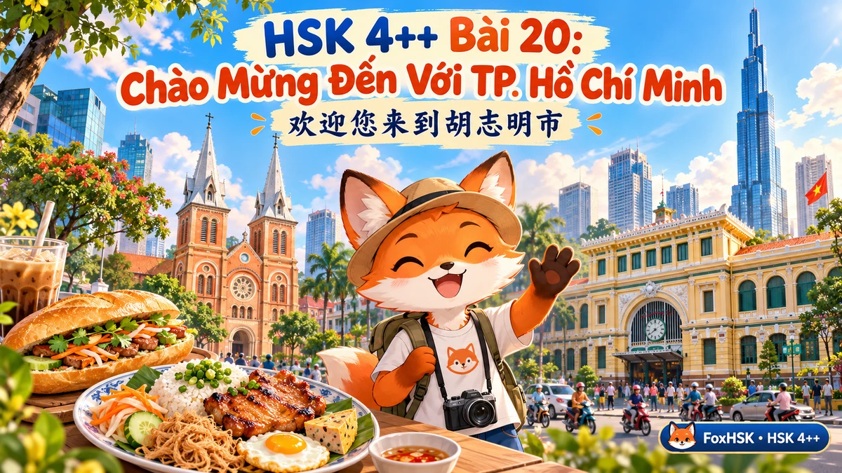 Giáo Trình HSK 4++ Bài 20: Chào Mừng Bạn Đến Với TP. Hồ Chí Minh (欢迎您来到胡志明市) — Đại Tổng Kết Giáo Trình & Khám Phá Thâm Quyến - FoxHSK