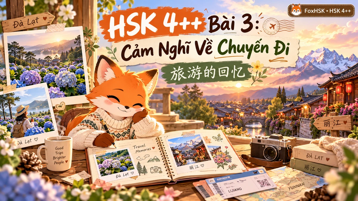 Giáo Trình HSK 4++ Bài 3: Cảm Nghĩ Về Chuyến Đi (旅游的回忆) — Ký Ức Du Lịch Đà Lạt & Vân Nam - FoxHSK