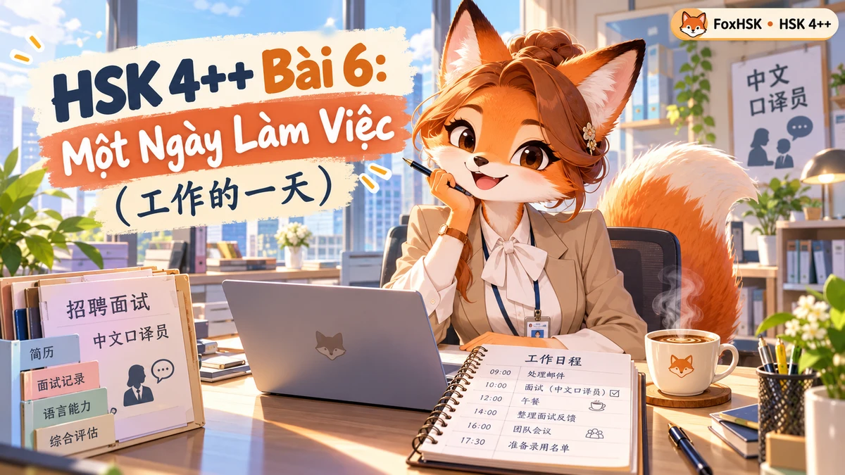 Giáo Trình HSK 4++ Bài 6: Một Ngày Làm Việc (工作的一天) — Tiếng Trung Công Sở, Thư Ký & Tuyển Dụng - FoxHSK
