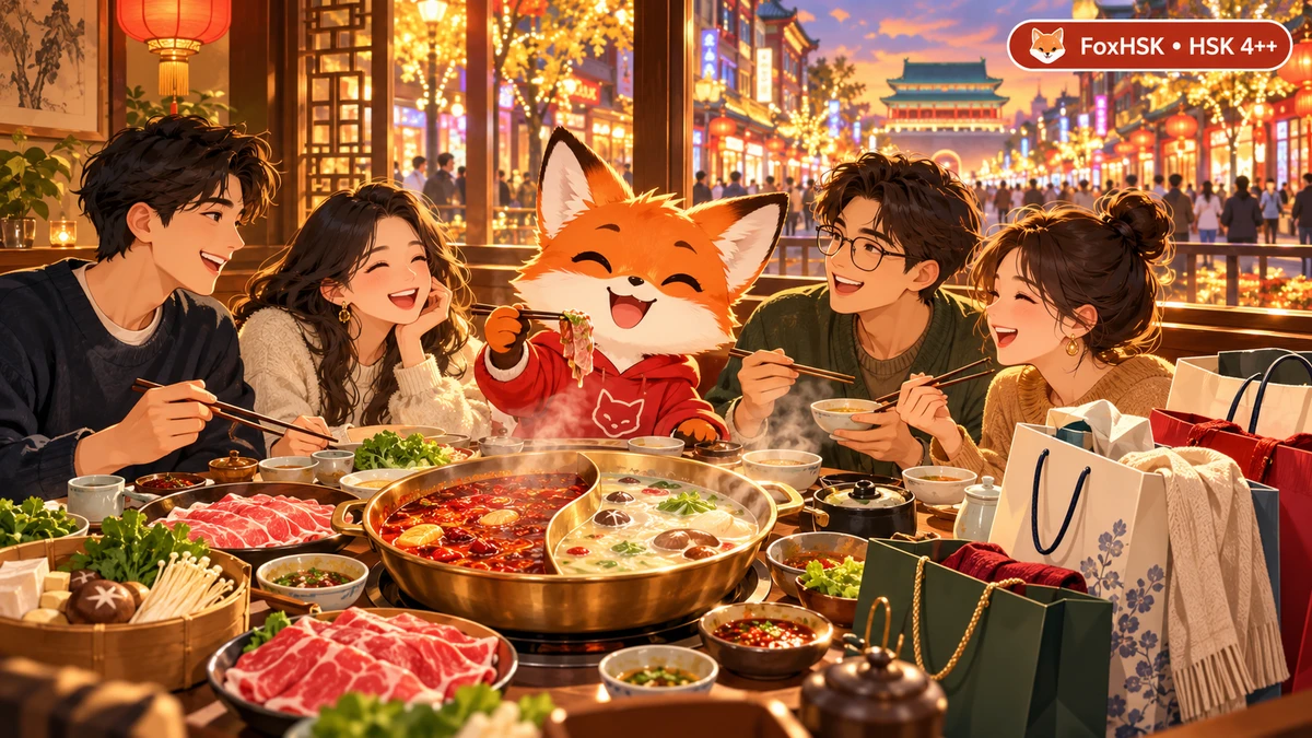 Giáo Trình HSK 4++ Bài 7: Sau Một Ngày Làm Việc (一天的工作之后) — Hẹn Ăn Lẩu, Mua Sắm & Thư Giãn Sau Giờ Làm - FoxHSK