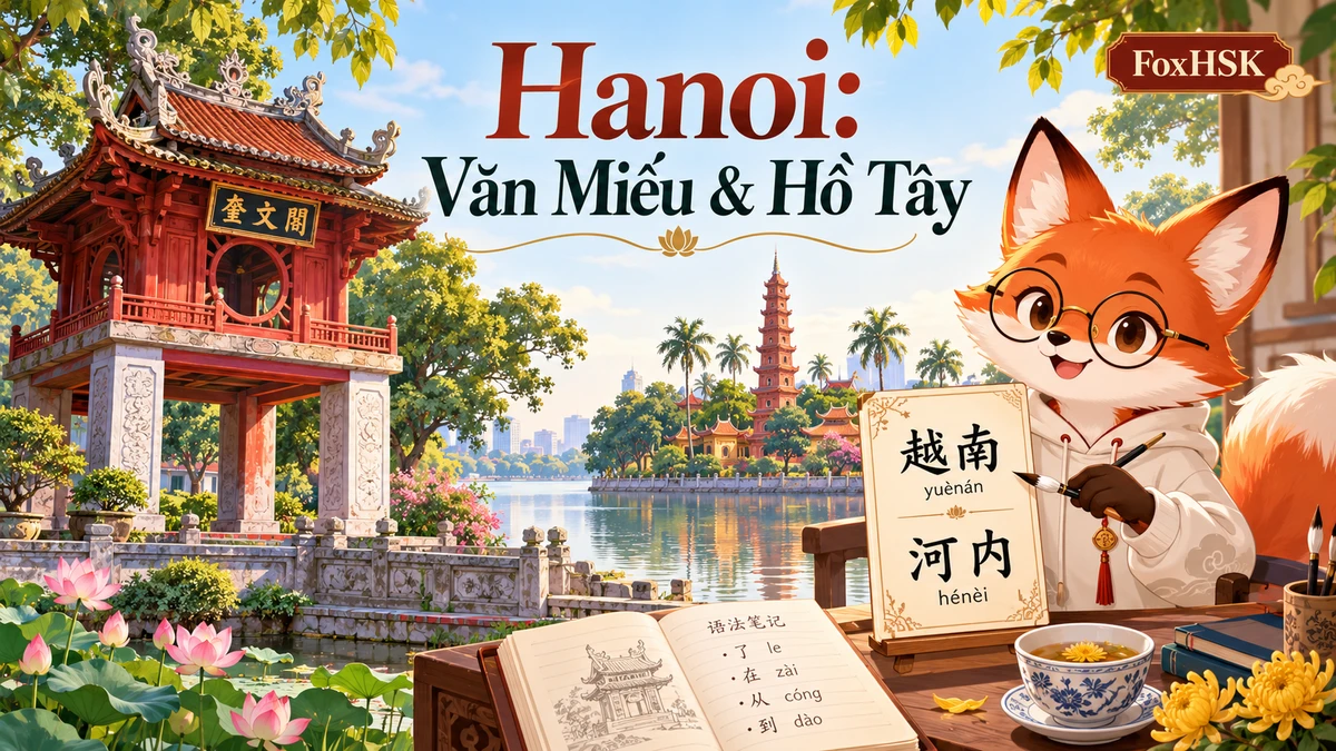 Văn Miếu – Quốc Tử Giám & Hồ Tây Hà Nội (河内文庙-国子监与西湖) — Nôi Tri Thức & Danh Thắng Trấn Bắc: Cẩm Nang Song Ngữ & Từ Vựng Du Lịch - FoxHSK