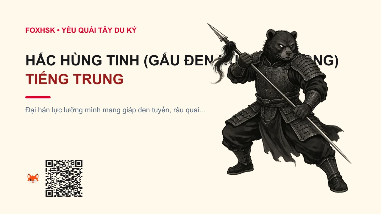 Hắc Hùng Tinh (Gấu Đen Núi Hắc Phong) Tiếng Trung Là Gì? (黑熊精 - hēixióngjīng) • Nguồn Gốc Tây Du Ký, Núi Hắc, Dấu Ấn Pop Culture & Phương Pháp Hóa Giải - FoxHSK