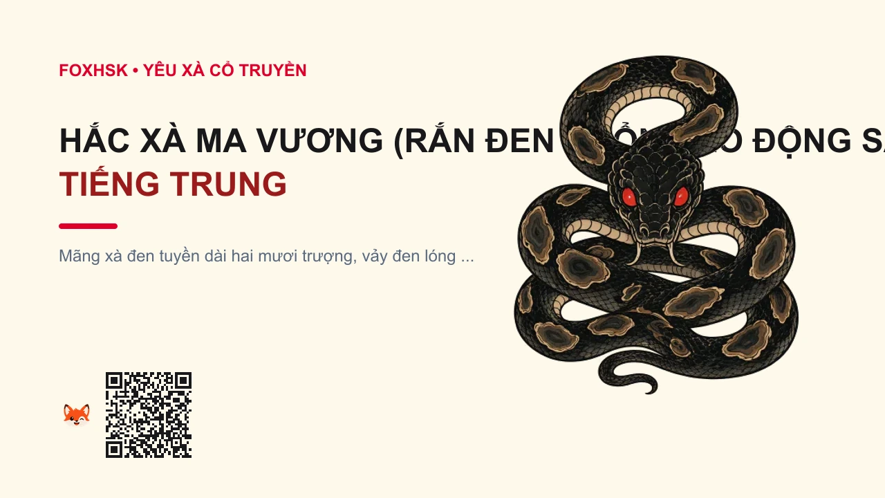 Hắc Xà Ma Vương (Rắn Đen Khổng Lồ Động Sâu) Tiếng Trung Là Gì? (黑长蟒 - hēichángmǎng) • Nguồn Gốc Chuyện truyền tụng vùng, Dấu Ấn Pop Culture & Phương Pháp Hóa Giải - FoxHSK