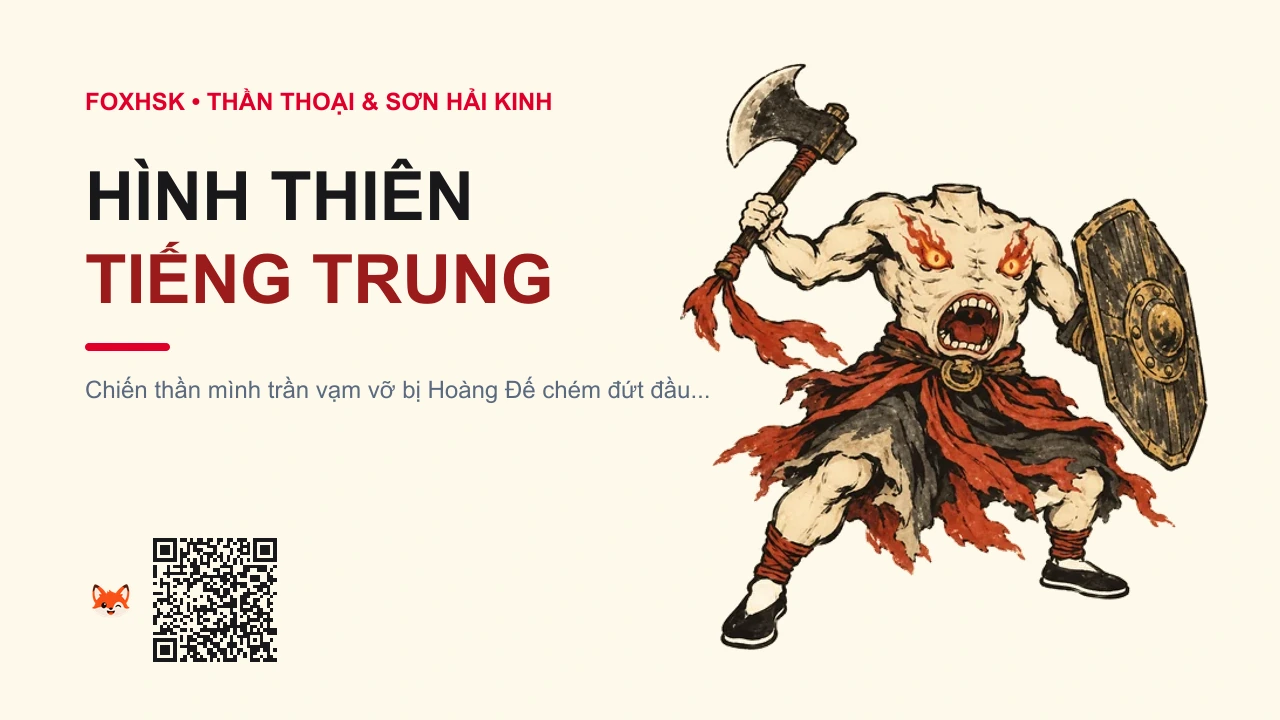 Hình Thiên Tiếng Trung Là Gì? (刑天 - xíngtiān) • Nguồn Gốc Sơn Hải Kinh - Hải Ngoại, Dấu Ấn Pop Culture & Phương Pháp Hóa Giải - FoxHSK