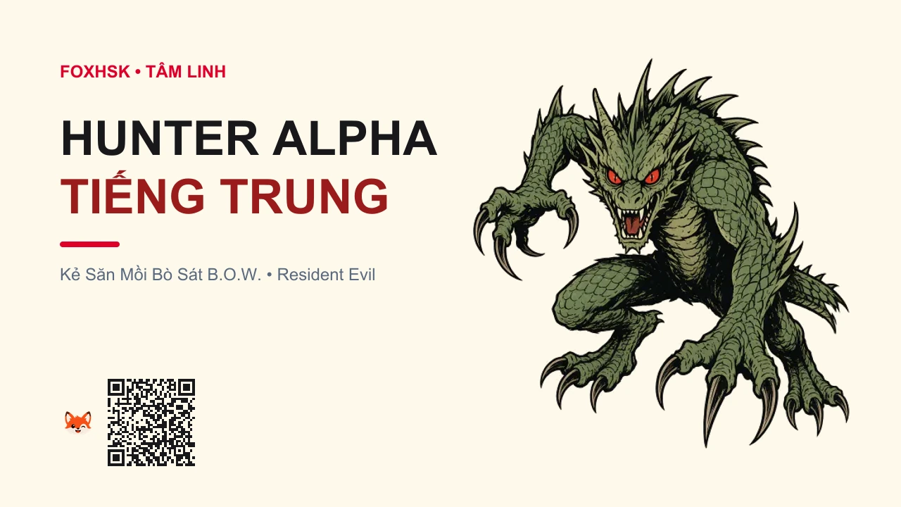 Kẻ Săn Mồi Bò Sát Hunter Alpha Tiếng Trung Là Gì? (猎杀者α - lièshāzhě alpha) • Nguồn Gốc Game Resident Evil 1, Dấu Ấn Pop Culture & Phương Pháp Hóa Giải - FoxHSK