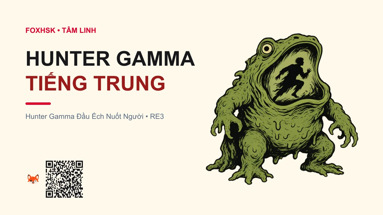 Hunter Gamma Đầu Ếch Nuốt Người Tiếng Trung Là Gì? (猎杀者γ - lièshāzhě gamma) • Nguồn Gốc Game Resident Evil 3, Dấu Ấn Pop Culture & Phương Pháp Hóa Giải - FoxHSK