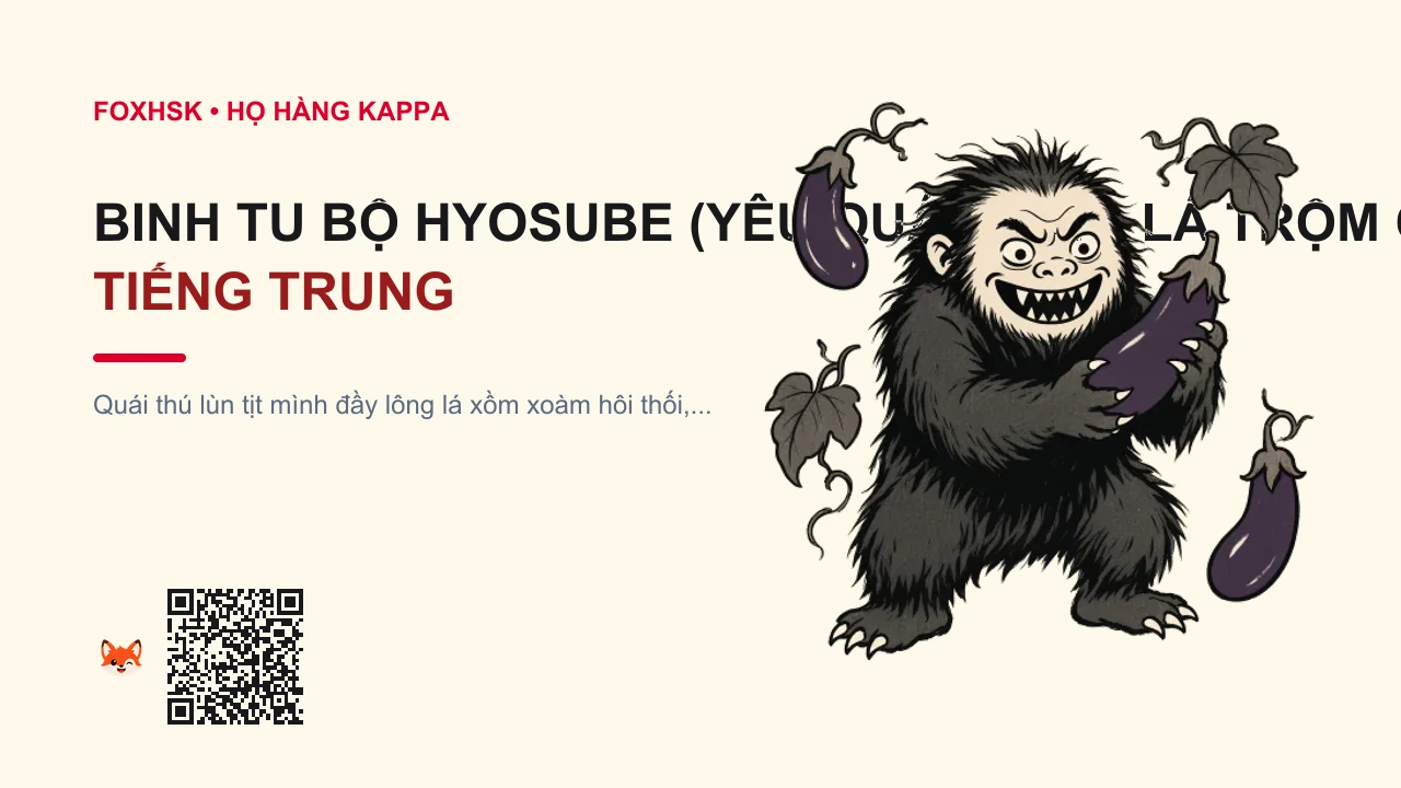 Binh Tu Bộ Hyosube (Yêu Quái Lông Lá Trộm Cà Tím) Tiếng Trung Là Gì? (兵主部 - bīngzhǔbù) • Nguồn Gốc Đảo Kyushu (Saga,, Dấu Ấn Pop Culture & Phương Pháp Hóa Giải - FoxHSK