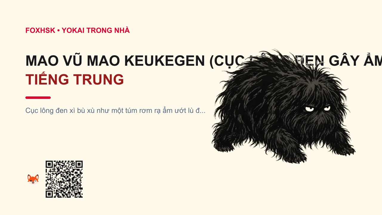 Mao Vũ Mao Keukegen (Cục Lông Đen Gây Ẩm Mốc Ốm Đau) Tiếng Trung Là Gì? (毛羽毛 - máoyǔmáo) • Nguồn Gốc Konjaku Gazu Zoku Hyakki, Dấu Ấn Pop Culture & Phương Pháp Hóa Giải - FoxHSK