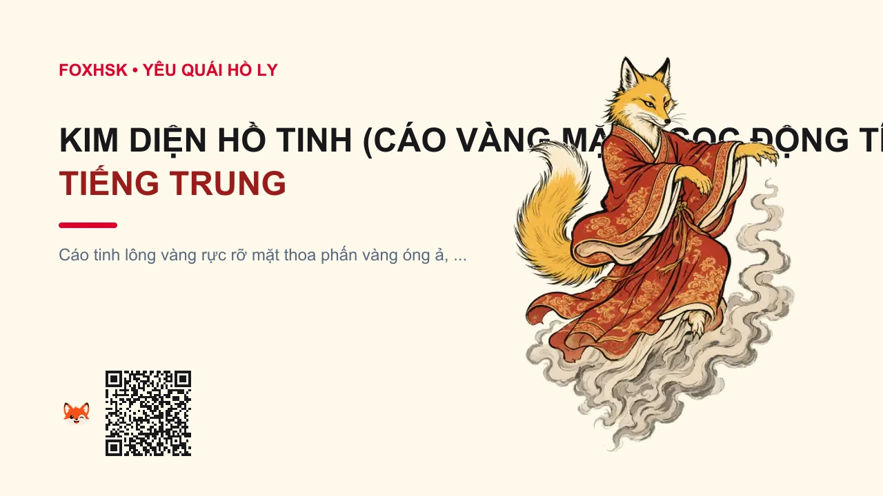 Kim Diện Hồ Tinh (Cáo Vàng Mặt Ngọc Động Tích Lôi) Tiếng Trung Là Gì? (金面狐 - jīnmiànhú) • Nguồn Gốc Tây Du Ký & Liêu Trai, Dấu Ấn Pop Culture & Phương Pháp Hóa Giải - FoxHSK