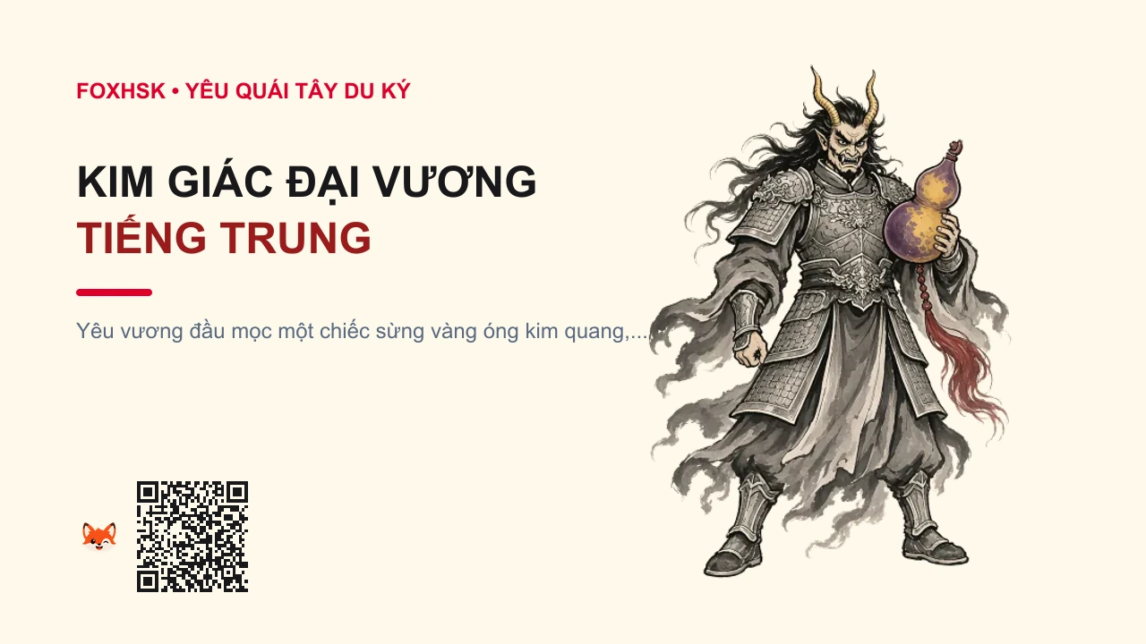 Kim Giác Đại Vương Tiếng Trung Là Gì? (金角大王 - jīnjiǎodàwáng) • Nguồn Gốc Tây Du Ký, Động Liên, Dấu Ấn Pop Culture & Phương Pháp Hóa Giải - FoxHSK