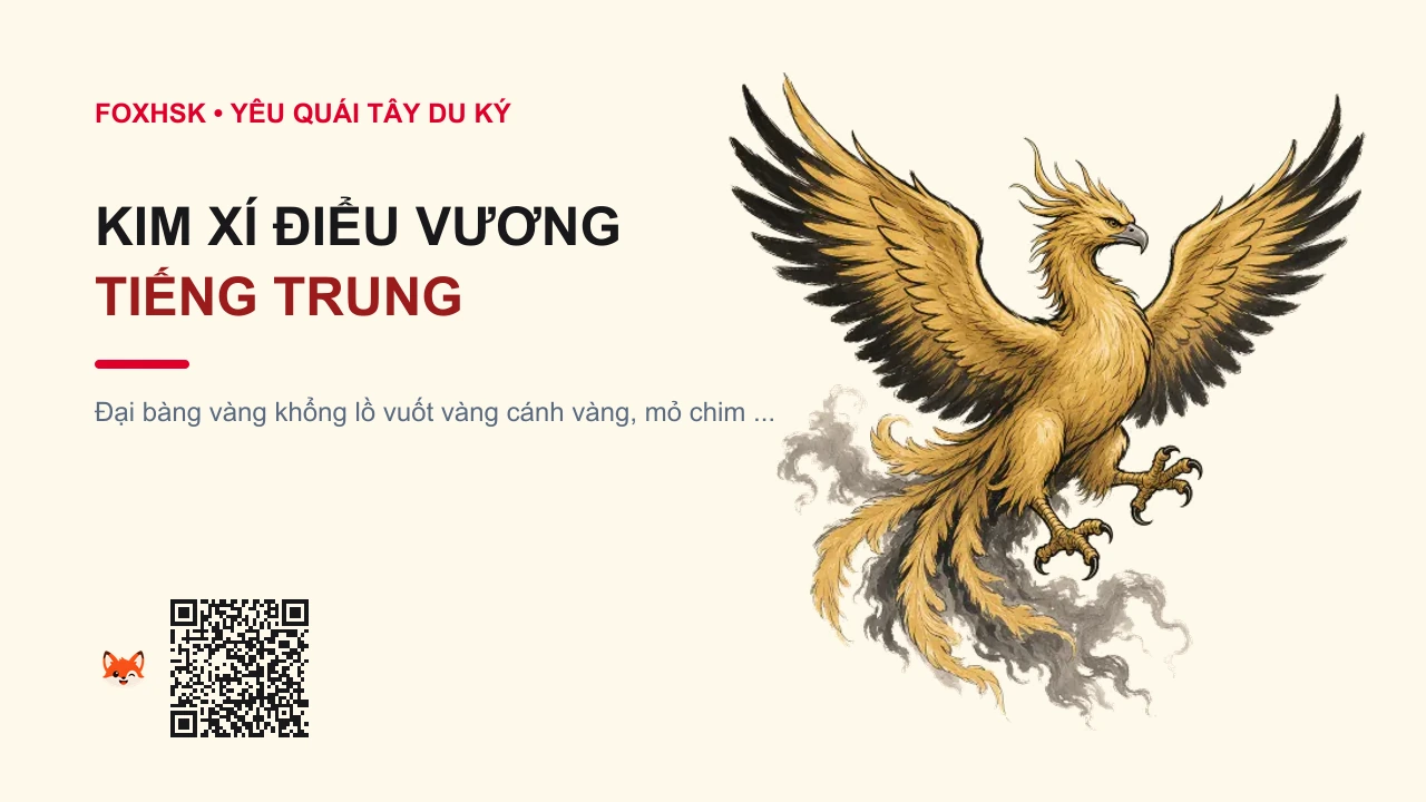 Kim Xí Điểu Vương Tiếng Trung Là Gì? (金翅大鹏雕 - jīnchìdàpéngdiāo) • Nguồn Gốc Tây Du Ký, Nước Sư Đà Cổ, Dấu Ấn Pop Culture & Phương Pháp Hóa Giải - FoxHSK