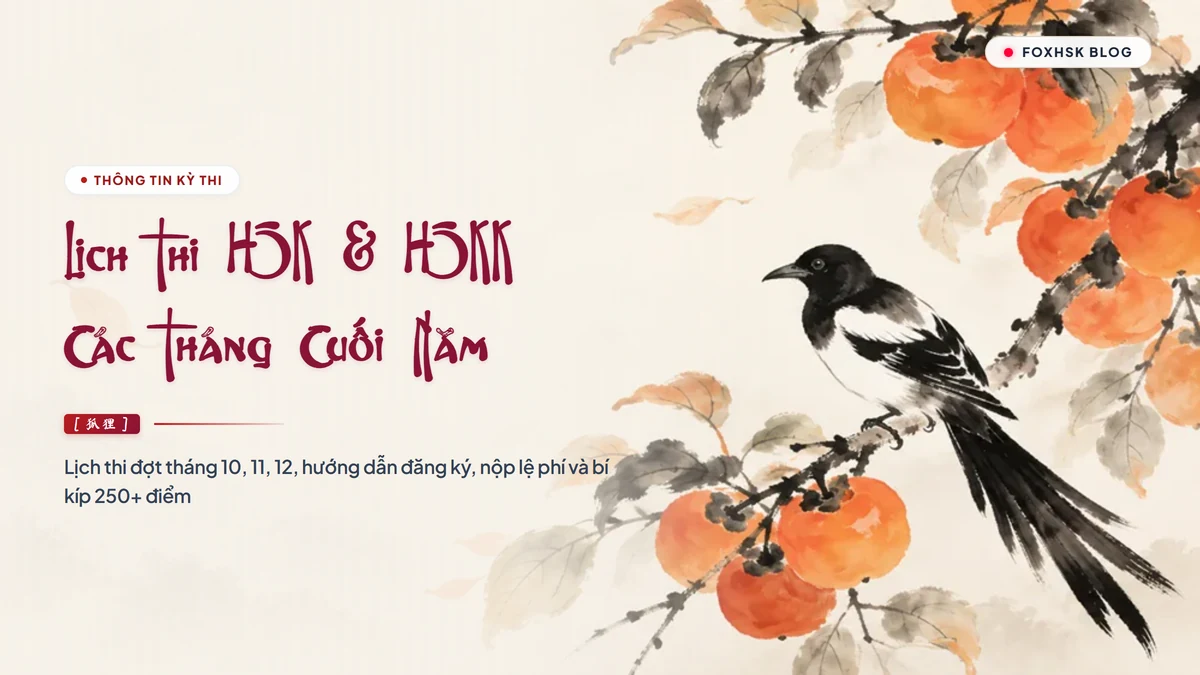 Lịch Thi HSK & HSKK Các Tháng Cuối Năm (Tháng 10, 11, 12): Hướng Dẫn Đăng Ký, Lệ Phí & Bí Kíp Đạt 250+ Điểm - FoxHSK