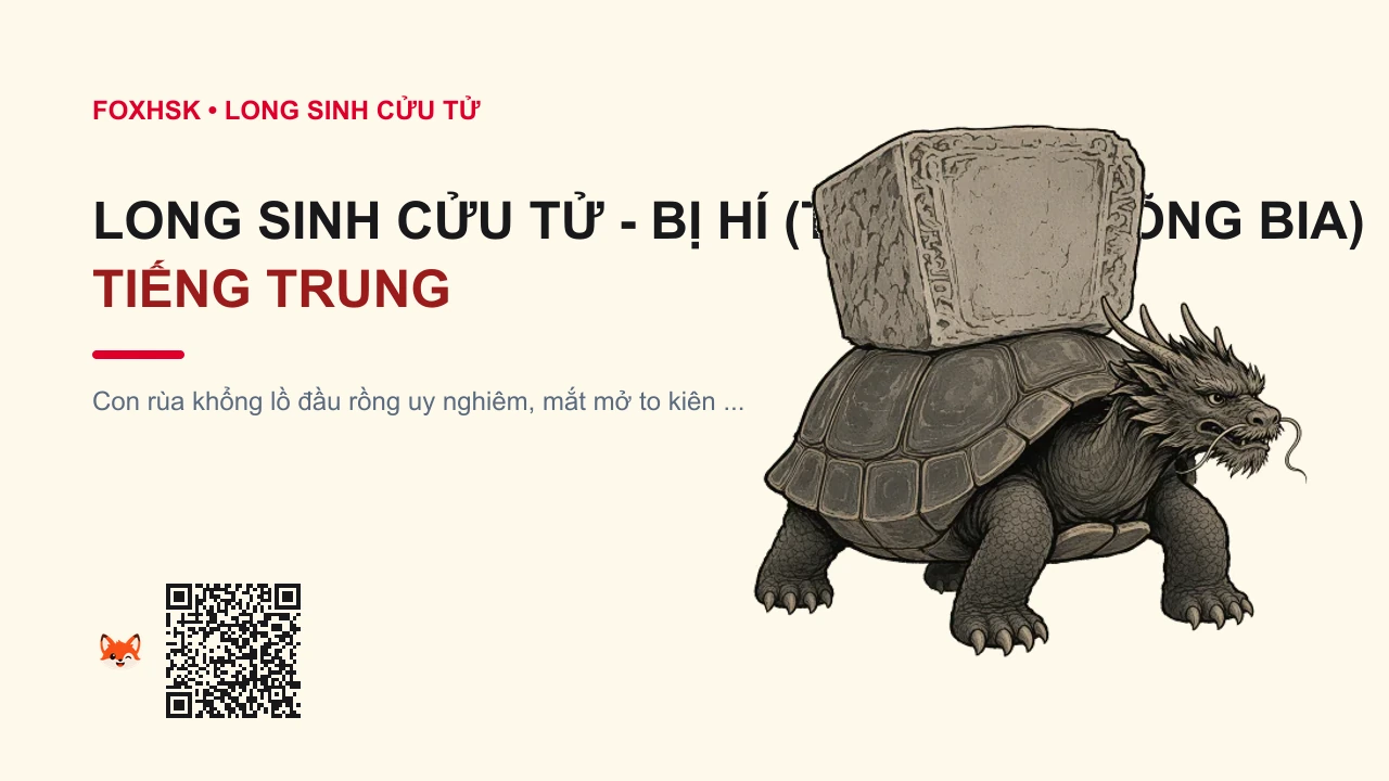 Long Sinh Cửu Tử - Bị Hí (Thần Quy Cõng Bia) Tiếng Trung Là Gì? (霸下 - bàxià) • Nguồn Gốc Thần thoại Long Sinh Cửu, Dấu Ấn Pop Culture & Phương Pháp Hóa Giải - FoxHSK