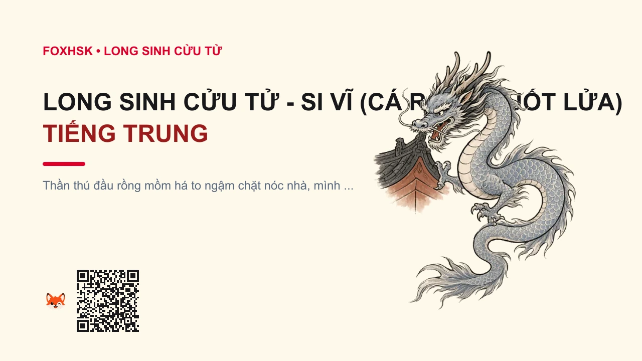 Long Sinh Cửu Tử - Si Vĩ (Cá Rồng Nuốt Lửa) Tiếng Trung Là Gì? (螭吻 - chīwěn) • Nguồn Gốc Kiến trúc cổ phong Trung, Dấu Ấn Pop Culture & Phương Pháp Hóa Giải - FoxHSK