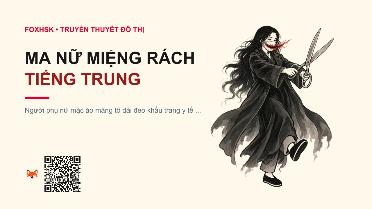 Ma Nữ Miệng Rách Tiếng Trung Là Gì? (裂口女 - lièkǒunǚ) • Nguồn Gốc Truyền thuyết đô thị, Dấu Ấn Pop Culture & Phương Pháp Hóa Giải - FoxHSK