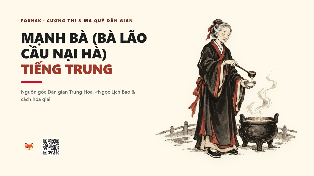 Mạnh Bà (Bà Lão Cầu Nại Hà) Tiếng Trung Là Gì? (孟婆 - mèngpó) • Nguồn Gốc Dân gian Trung Hoa, Ngọc, Dấu Ấn Pop Culture & Phương Pháp Hóa Giải - FoxHSK