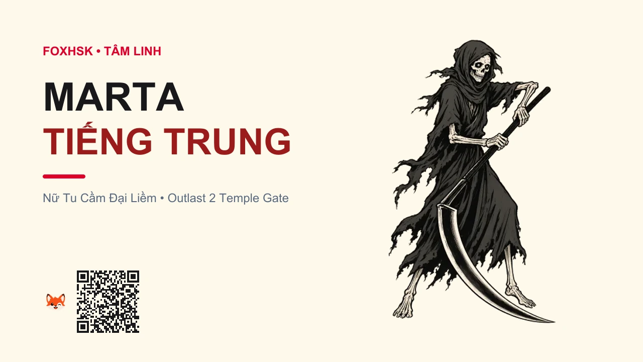 Nữ Tu Cầm Liềm Marta Tiếng Trung Là Gì? (玛塔 - mǎtǎ) • Nguồn Gốc Game Outlast 2 (Ngôi, Dấu Ấn Pop Culture & Phương Pháp Hóa Giải - FoxHSK