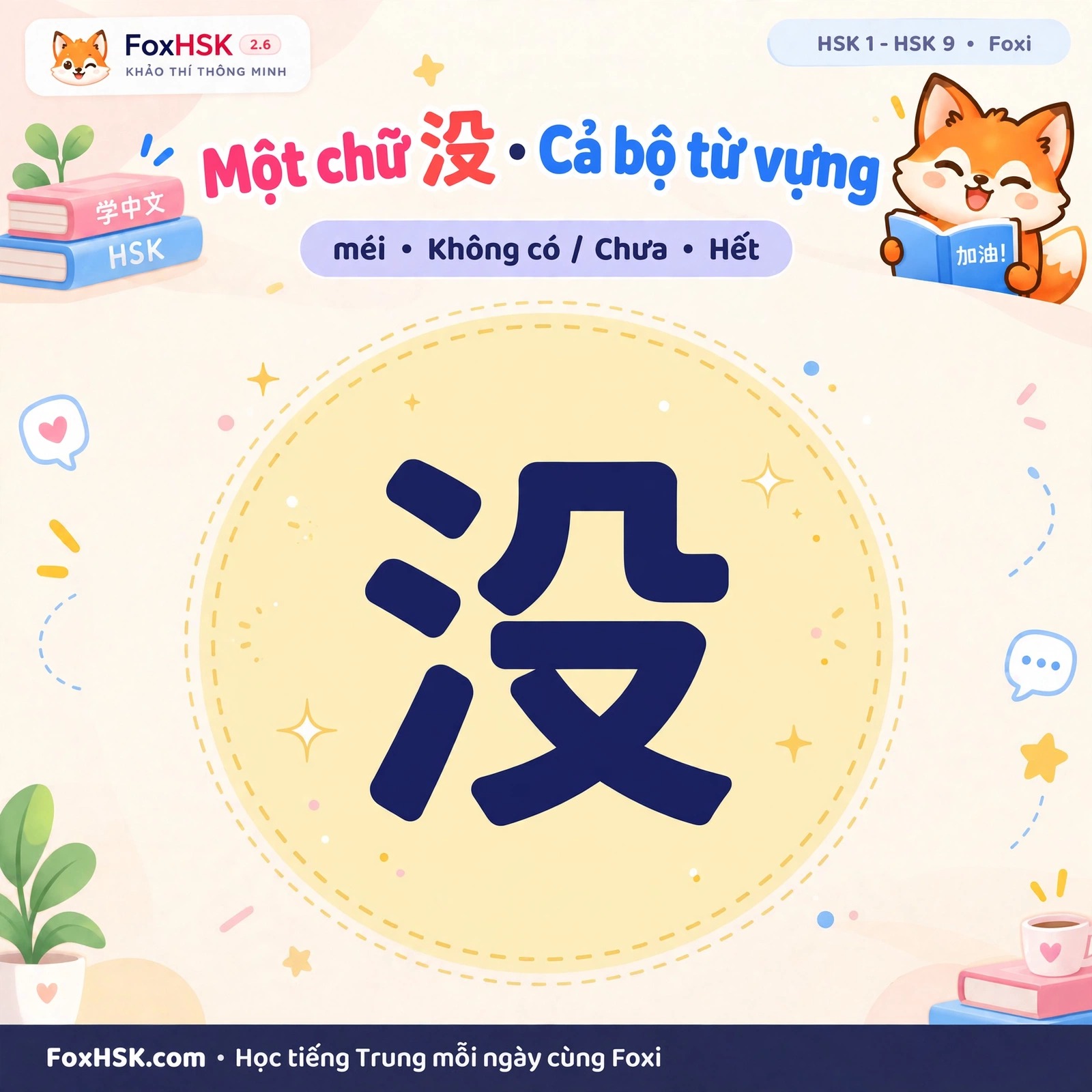 Cụm từ giao tiếp với chữ 没 - Thẻ 1: Tổng quan cách dùng chữ 没 (méi) trong khẩu ngữ