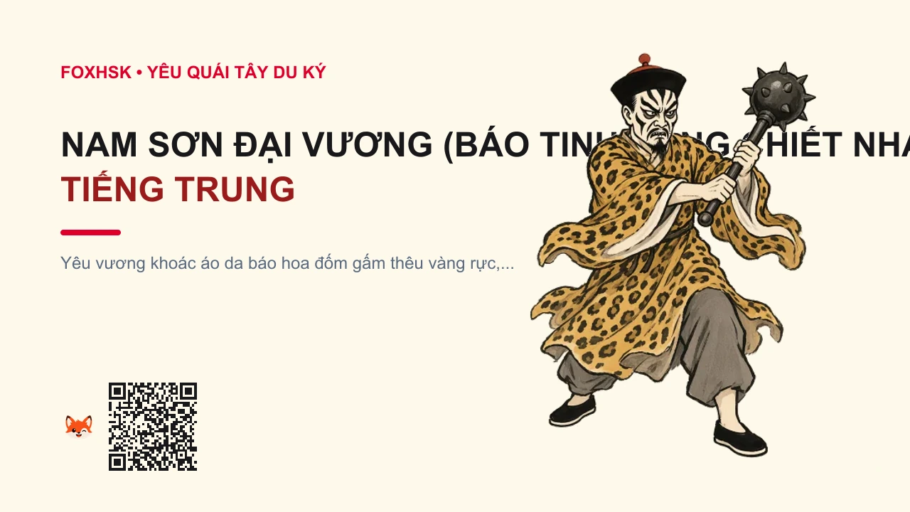 Nam Sơn Đại Vương (Báo Tinh Động Chiết Nhạc) Tiếng Trung Là Gì? (南山大王 - nánshān dàwáng) • Nguồn Gốc Tây Du Ký, Động Chiết, Dấu Ấn Pop Culture & Phương Pháp Hóa Giải - FoxHSK