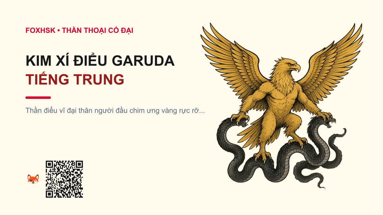 Kim Xí Điểu Garuda Tiếng Trung Là Gì? (迦楼罗 - jiālóuluó) • Nguồn Gốc Ấn Độ giáo & Phật giáo, Dấu Ấn Pop Culture & Phương Pháp Hóa Giải - FoxHSK