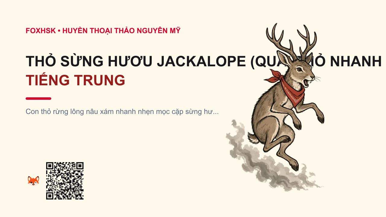 Thỏ Sừng Hươu Jackalope (Quái Thỏ Nhanh Như Chớp Miền Tây) Tiếng Trung Là Gì? (鹿角兔 - lùjiǎotù) • Nguồn Gốc Đồng cỏ hoang dã bang, Dấu Ấn Pop Culture & Phương Pháp Hóa Giải - FoxHSK