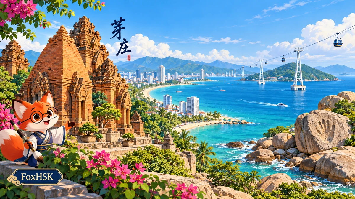 Nha Trang – Tháp Bà Ponagar, Hòn Chồng & Đảo Hòn Tre (芽庄-婆那加占婆塔与钟屿石): Cẩm Nang Song Ngữ & Từ Vựng Du Lịch - FoxHSK