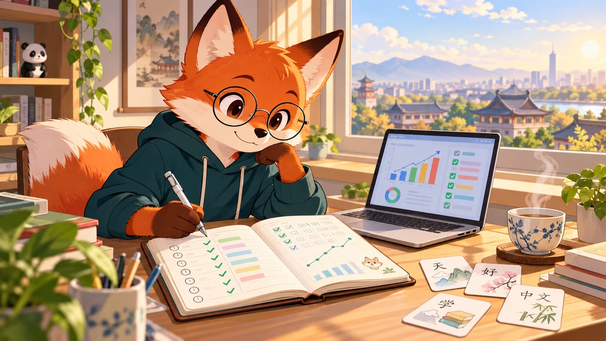 Nhật Ký Học Tiếng Trung: Phương Pháp Đo Lường Tiến Độ Thực Chiến - FoxHSK