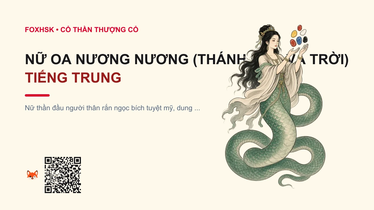 Nữ Oa Nương Nương (Thánh Mẫu Vá Trời) Tiếng Trung Là Gì? (女娲娘娘 - nǚwā niángniang) • Nguồn Gốc Hoài Nam Tử & Phong Thần, Dấu Ấn Pop Culture & Phương Pháp Hóa Giải - FoxHSK
