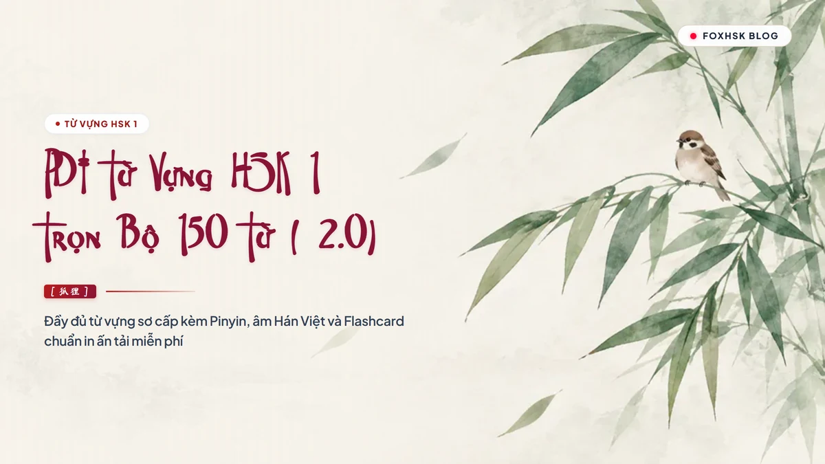 PDF Tổng Hợp Từ Vựng HSK 1 (2.0) Tải Miễn Phí (Đầy Đủ 168 Từ + Flashcard Chuẩn In Ấn) | FoxHSK