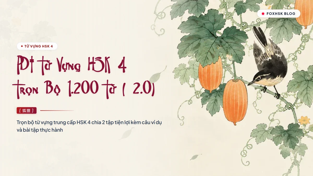 PDF Tổng Hợp Từ Vựng HSK 4 (2.0) Tải Miễn Phí (Đầy Đủ 673 Từ + Chia 2 Tập Nhỏ Tiện Lợi) - FoxHSK