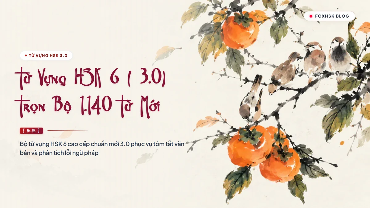 PDF Tổng Hợp Từ Vựng HSK 6 Chuẩn Mới 3.0 Tải Miễn Phí (Đầy Đủ 1.140 Từ + Chia 2 Tập Nhỏ Tiện Lợi) | FoxHSK