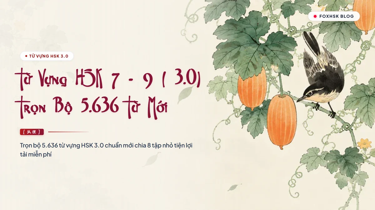 PDF Tổng Hợp Từ Vựng HSK 7-9 Chuẩn Mới 3.0 Tải Miễn Phí (Đầy Đủ 5.636 Từ + Chia 8 Tập Nhỏ Tiện Lợi) - FoxHSK