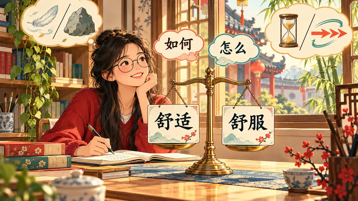 Phân Biệt Các Cặp Từ Trong HSK 5: Giải Mã 10 Cặp Từ Cận Nghĩa Dễ Gài Bẫy Nhất (舒适-舒服, 如何-怎么, 轻易-容易, 持续-继续) - FoxHSK