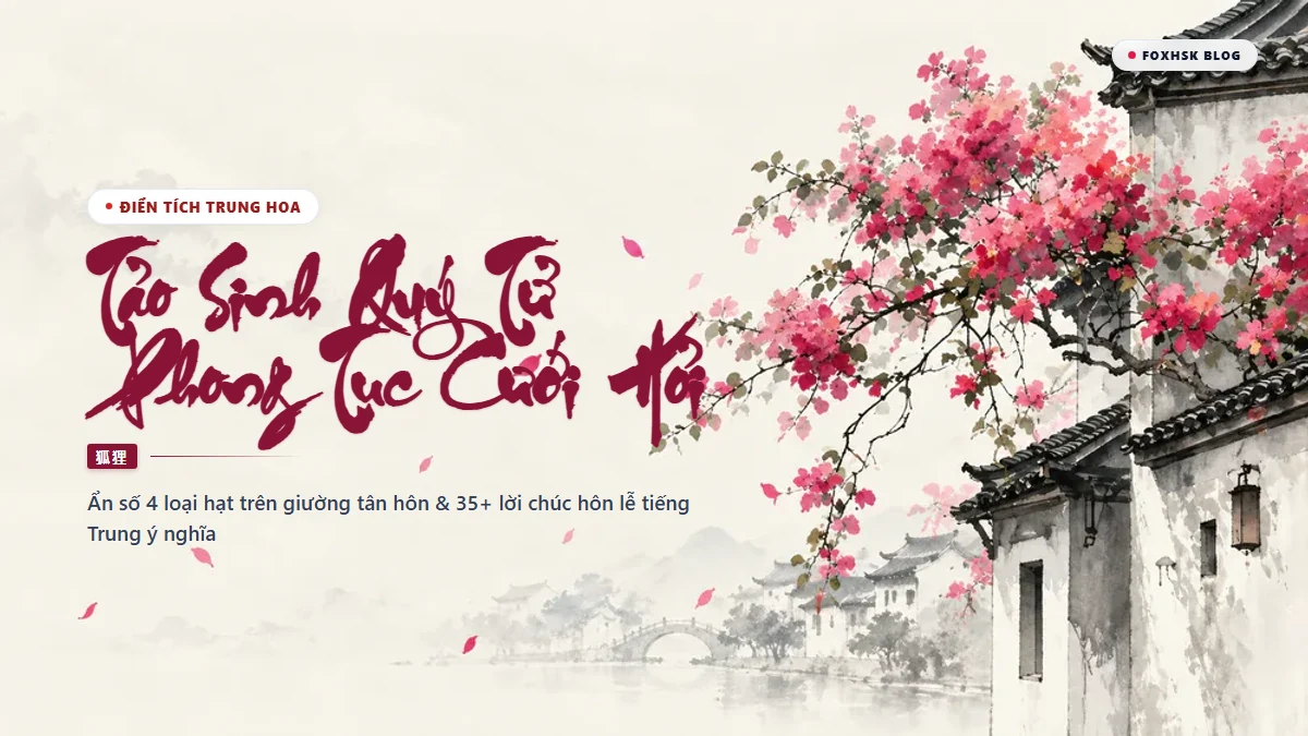 Giải Mã Phong Tục "Tảo Sinh Quý Tử" (早生贵子): Ẩn Số 4 Loại Hạt Trên Giường Cưới & 35+ Lời Chúc Hôn Lễ Tiếng Trung Ý Nghĩa - FoxHSK