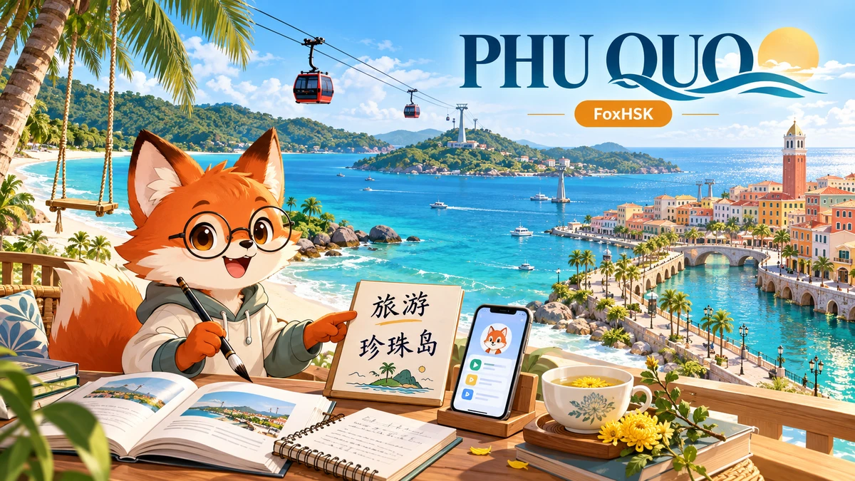 Phú Quốc – Đảo Ngọc, Bãi Sao & Grand World (富国岛-珍珠之岛、白沙滩与不夜城): Cẩm Nang Song Ngữ & Từ Vựng Du Lịch - FoxHSK