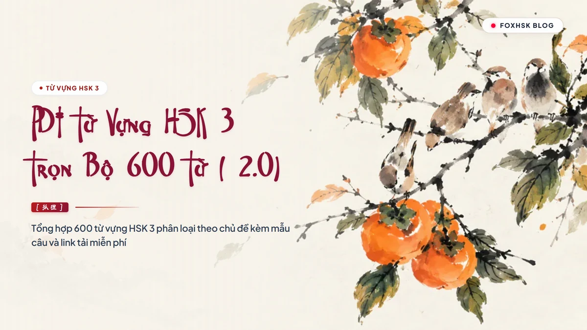 PDF Tổng hợp từ vựng HSK 3 (2.0) tải miễn phí