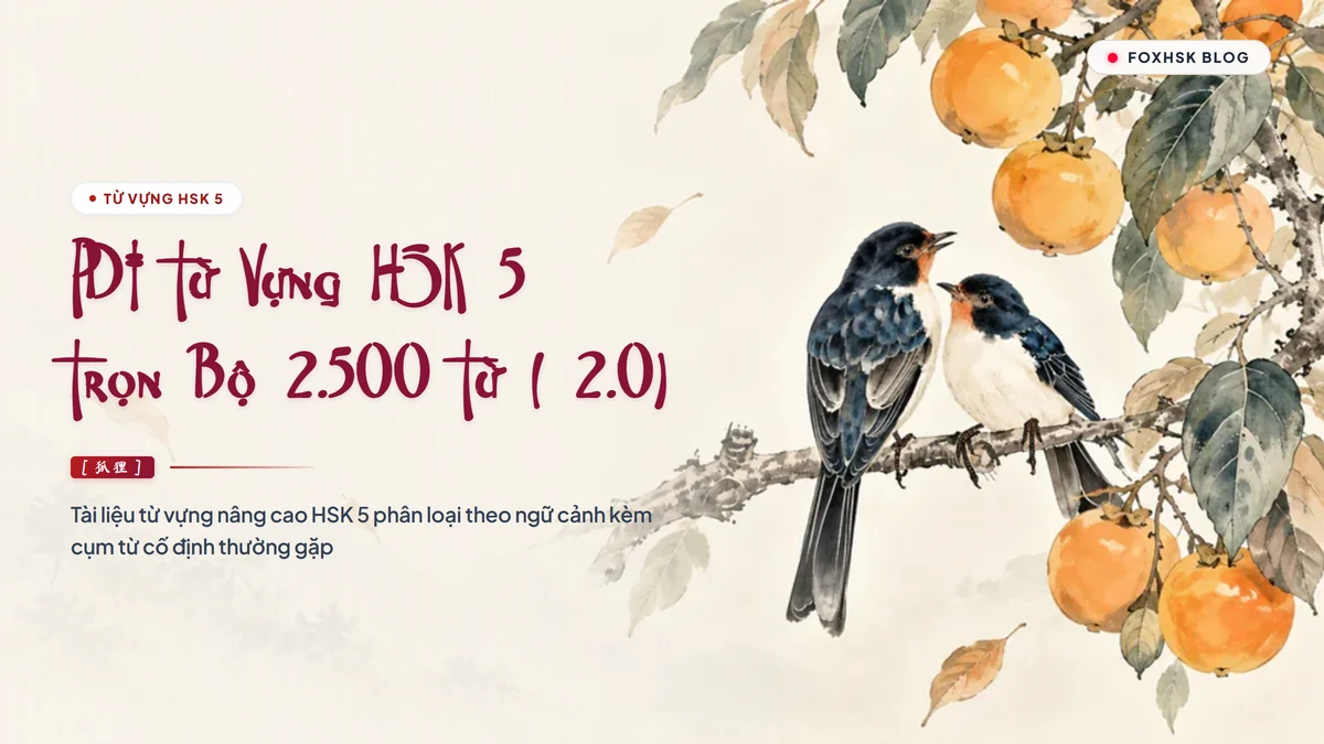 PDF Tổng hợp từ vựng HSK 5 (2.0) tải miễn phí