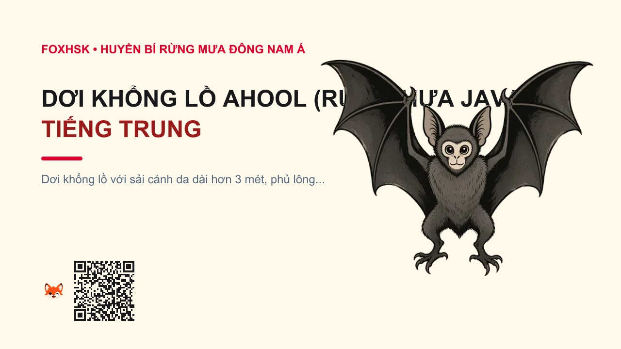 Dơi Khổng Lồ Ahool (Rừng Mưa Java) Tiếng Trung Là Gì? (阿胡尔飞天巨蝠 - āhú'ěr fēitiān jùfú) • Nguồn Gốc Khu rừng rậm nguyên sinh, Dấu Ấn Pop Culture & Phương Pháp Hóa Giải - FoxHSK