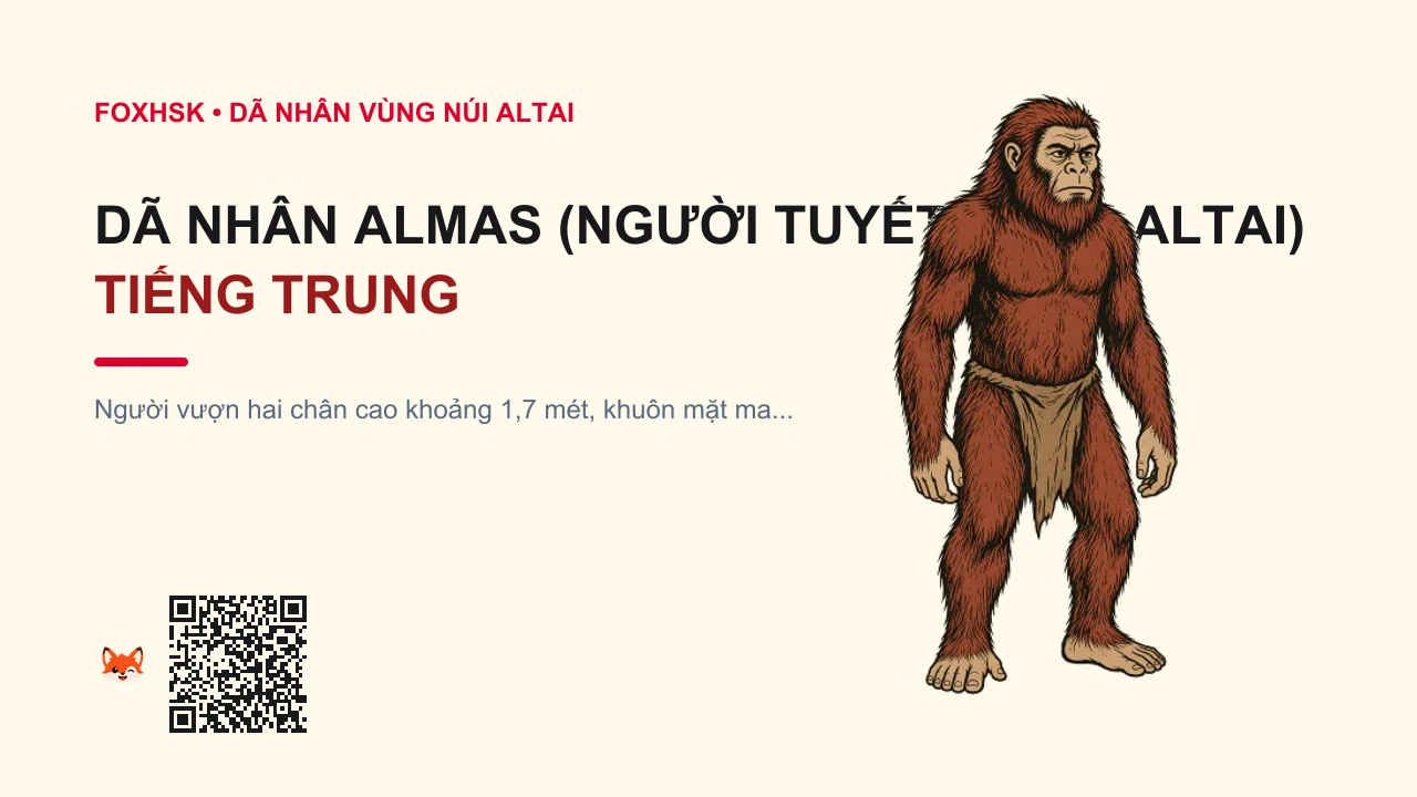 Dã Nhân Almas (Người Tuyết Vùng Altai) Tiếng Trung Là Gì? (阿尔玛斯雪人野人 - ā'ěrmǎsī xuěrén yěrén) • Nguồn Gốc Dãy núi Altai và cao, Dấu Ấn Pop Culture & Phương Pháp Hóa Giải - FoxHSK