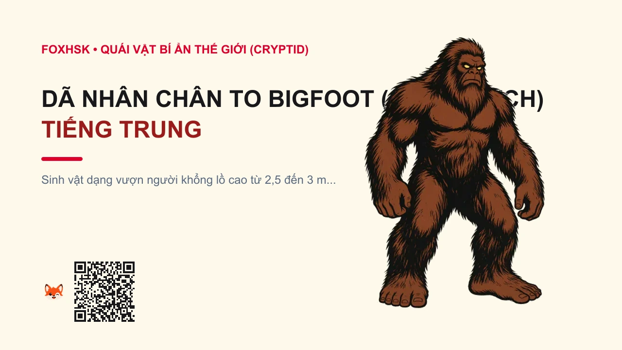 Dã Nhân Chân To Bigfoot (Sasquatch) Tiếng Trung Là Gì? (大脚怪 - dàjiǎoguài) • Nguồn Gốc Truyền thuyết thổ dân, Dấu Ấn Pop Culture & Phương Pháp Hóa Giải - FoxHSK