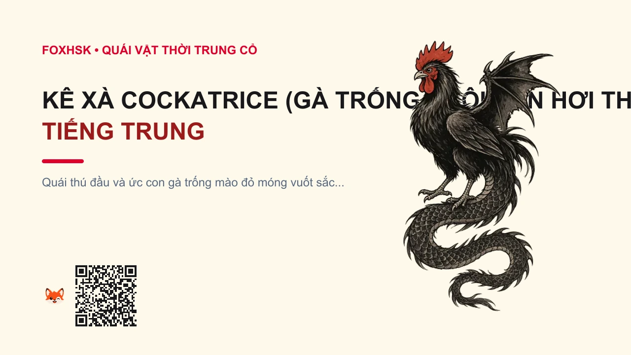 Kê Xà Cockatrice (Gà Trống Đuôi Rắn Hơi Thở Hóa Đá) Tiếng Trung Là Gì? (蛇鸡兽 - shéjīshòu) • Nguồn Gốc Truyền thuyết thời Trung, Dấu Ấn Pop Culture & Phương Pháp Hóa Giải - FoxHSK