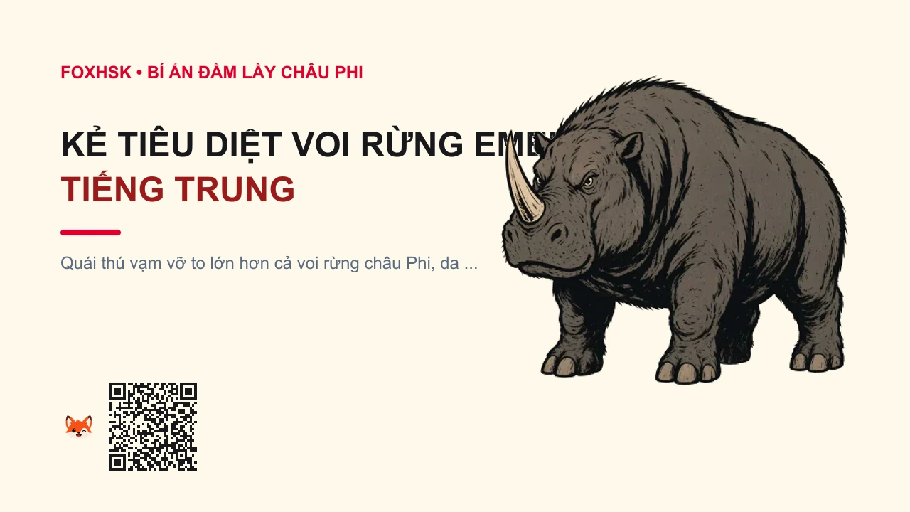 Kẻ Tiêu Diệt Voi Rừng Emela-ntouka Tiếng Trung Là Gì? (埃梅拉-恩图卡角兽 - āiméilā-ēntúkǎ jiǎoshòu) • Nguồn Gốc Đầm lầy hoang vu, Dấu Ấn Pop Culture & Phương Pháp Hóa Giải - FoxHSK