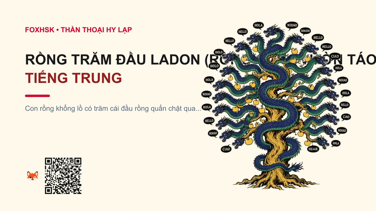 Rồng Trăm Đầu Ladon (Rồng Canh Vườn Táo Vàng Hesperides) Tiếng Trung Là Gì? (百头巨龙拉冬 - bǎitóu jùlóng lādōng) • Nguồn Gốc Mười Hai Chiến Công Của, Dấu Ấn Pop Culture & Phương Pháp Hóa Giải - FoxHSK