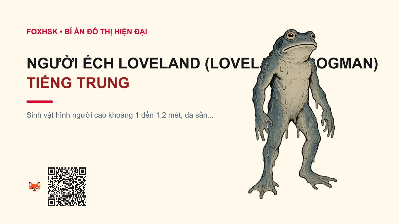 Người Ếch Loveland (Loveland Frogman) Tiếng Trung Là Gì? (拉夫兰青蛙人 - lāfūlán qīngwārén) • Nguồn Gốc Bên bờ sông Little, Dấu Ấn Pop Culture & Phương Pháp Hóa Giải - FoxHSK