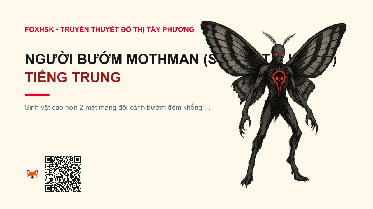 Người Bướm Mothman (Sứ Giả Tai Ương) Tiếng Trung Là Gì? (天蛾人 - tiān’érén) • Nguồn Gốc Truyền thuyết đô thị, Dấu Ấn Pop Culture & Phương Pháp Hóa Giải - FoxHSK